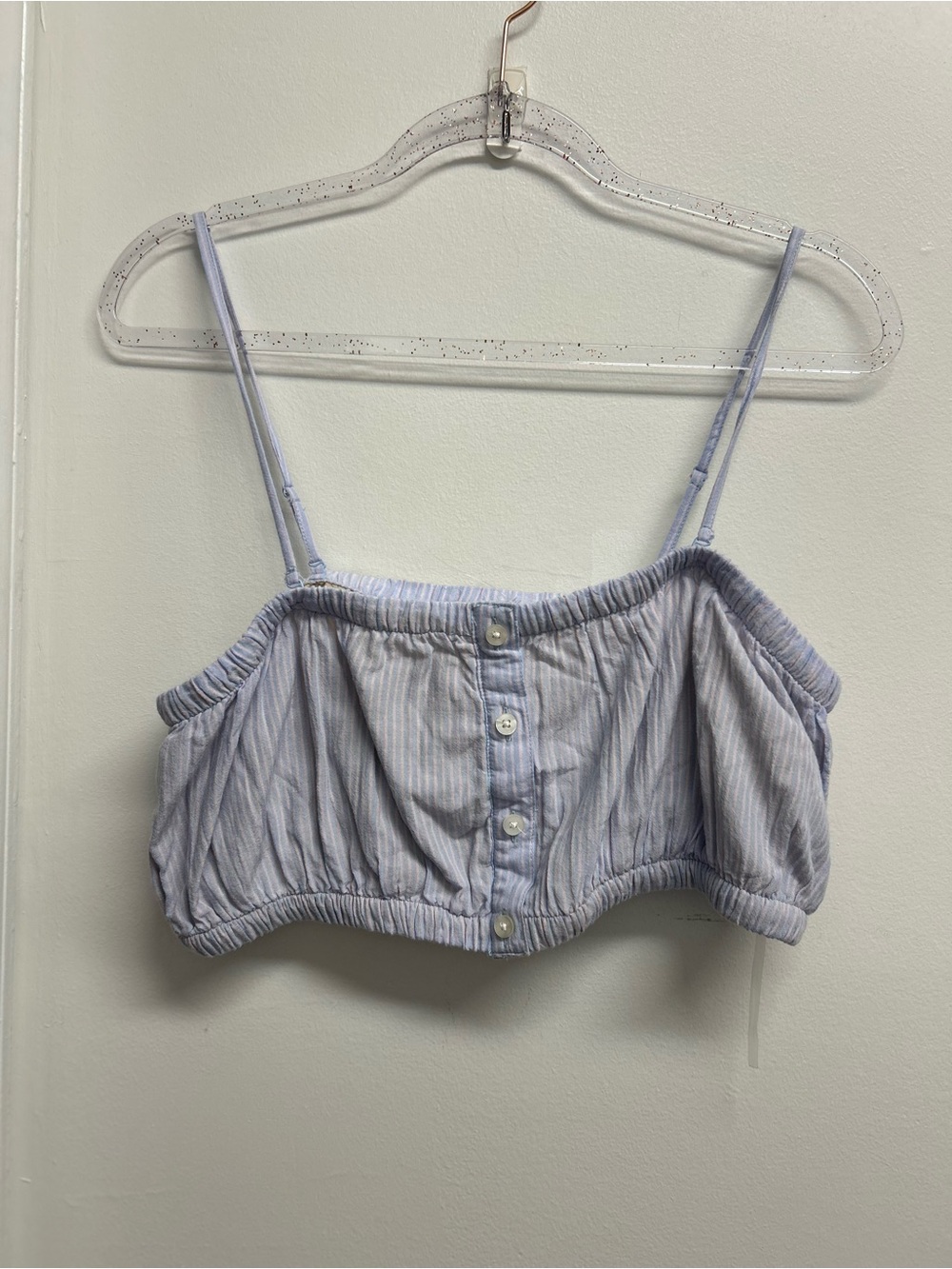 American Eagle Striped Lavender Button-Front Cropped Cami